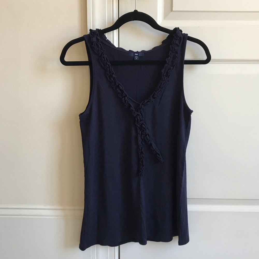 Gap Navy V-Neck Tank Top with Details at Neck